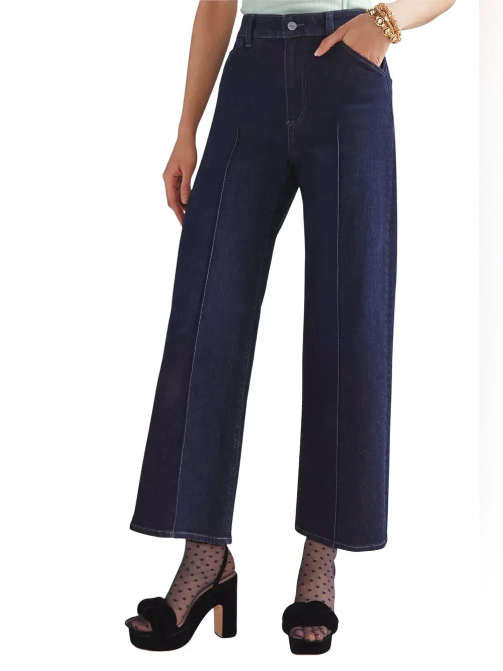 PAIGE Anessa Wide Leg Jeans, Size 28 - Picture 4 of 14
